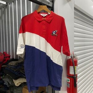 Nologo Classic Men Red White Blue Color Block Racing Polo Shirt XL Richard Petty